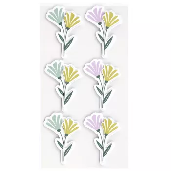 Artoz 3D bloemen papierstickers, 6 stuks, zelfklevend, verschillende bloemmotieven voor knutselen, scrapbooking, kaarten maken, decoreren, meerkleurig, matte afwerking 185600-222
