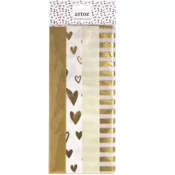 ARTOZ decoratief zijdevloeipapier stippen goud/wit 50 x 70 cm (144500-76)