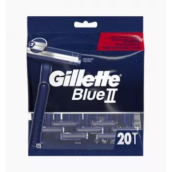 Gillette Blue II wegwerpscheermesjes voor heren, 20 stuks, tweelingbladen met Lubrastrip 7702018466757