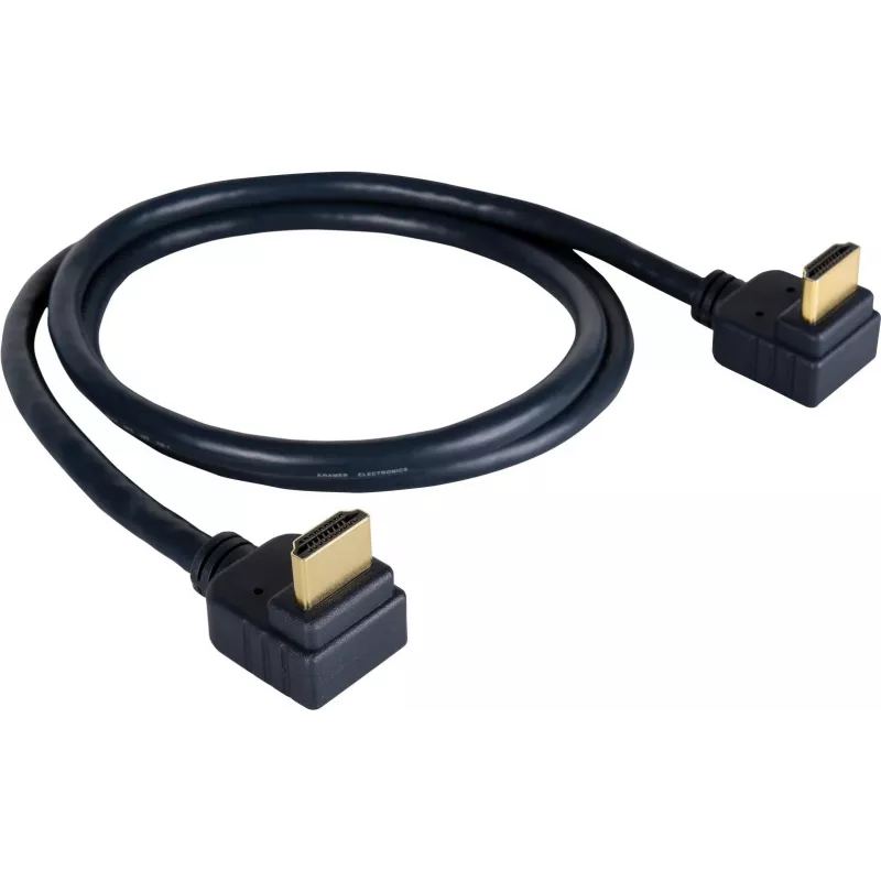 Kramer C-HM/RA-6 high-speed HDMI-kabel met ethernet, HDMI-stekker naar haakse HDMI-stekker, 1,8m, drievoudig afgeschermd, grijs, 4K-ondersteuning 97-0143006