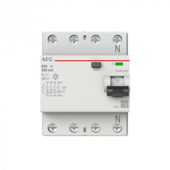 AEG BUSCH JAEGER FN463/A300 aardlekschakelaar, 4P, 63A, 300mA, type A 2CSF704156R3630