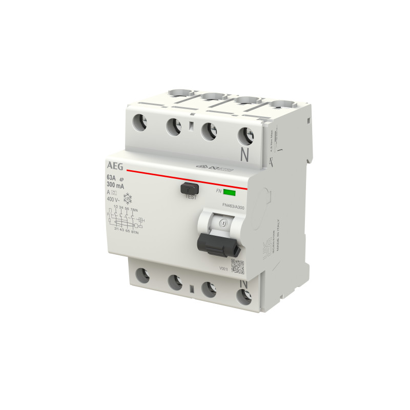 AEG BUSCH JAEGER FN463/A300 aardlekschakelaar, 4P, 63A, 300mA, type A 2CSF704156R3630