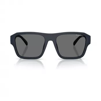 Armani Exchange heren AX4154SU-56 rechthoekige zonnebril, zwart montuur, grijze glazen, 56mm