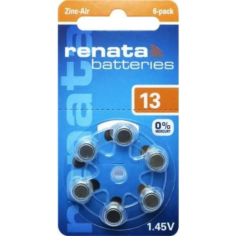 Renata ZA13.DP6 0HG zink-lucht hoortoestelbatterij PR48, 1,4 V, 305 mAh, 6-pack