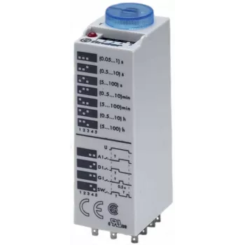 Finder 85.03.0.125.0000 multifunctie-tijdrelais, 1 CO 16A, 12-24V AC/DC, 0,05s-100h, DIN-rail