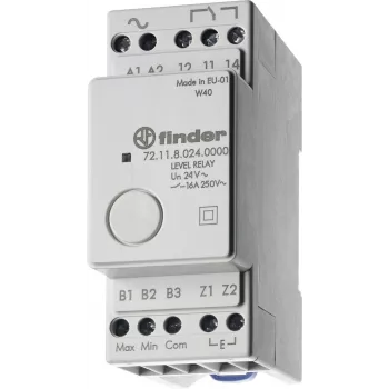 Finder 72.11.9.024.0000 niveaubewakingsrelais, 24V AC/DC, vaste 150 kΩ gevoeligheid, 1 CO 10A, DIN-rail