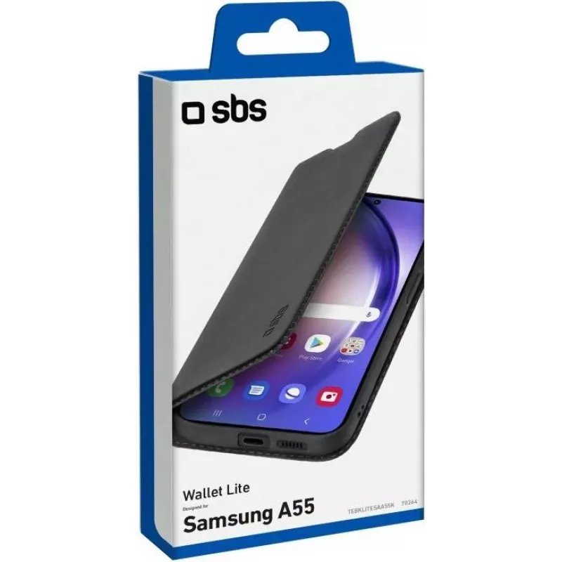 SBS Mobile wallet-hoes voor Samsung Galaxy A55 5G, zwart TEBKLITESAA55K