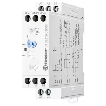 Finder 83.02.0.240.0003 multifunctioneel tijdrelais, 8 functies, 24-240V AC/DC, 2 wisselcontacten