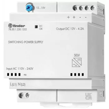Finder 78.50.1.230.1202 DIN-rail voeding 12 V DC 4,6 A 50 W