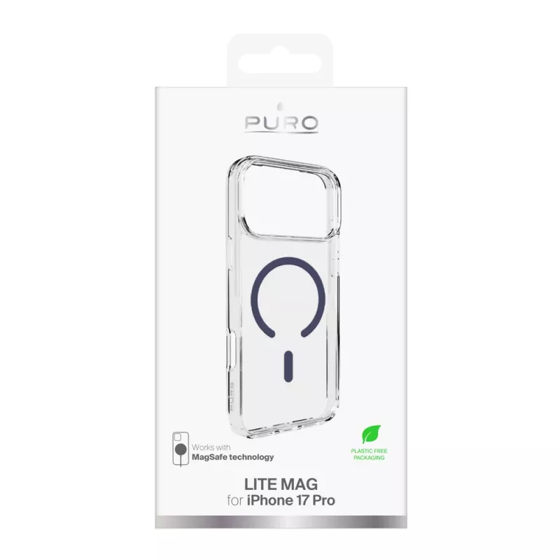 PURO Icon MagSafe transparant hoesje voor Apple iPhone 17 Pro – transparantblauw