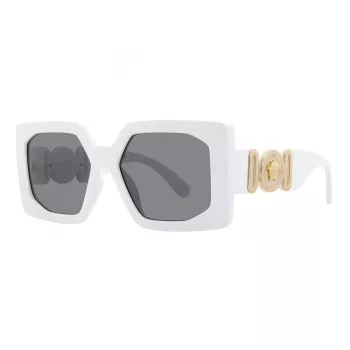 Versace VE4478U31487 dames cat-eye zonnebril, zwart montuur, donkergrijze glazen, 56/18/145 mm