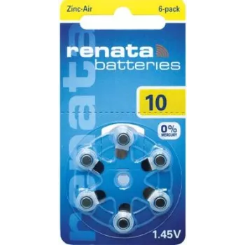 Renata ZA10 zink-lucht PR70 hoortoestelbatterij 105 mAh 1,4 V 6-pack ZA10.DP6 0HG
