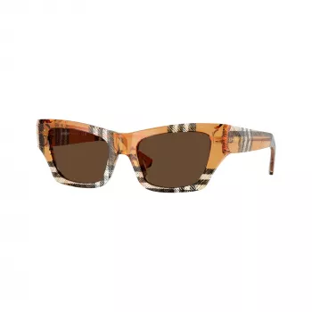 Burberry BE4441U414673 dameszonnebril, hoekig, Havana, met bruine gradientglazen 52/19/140 mm
