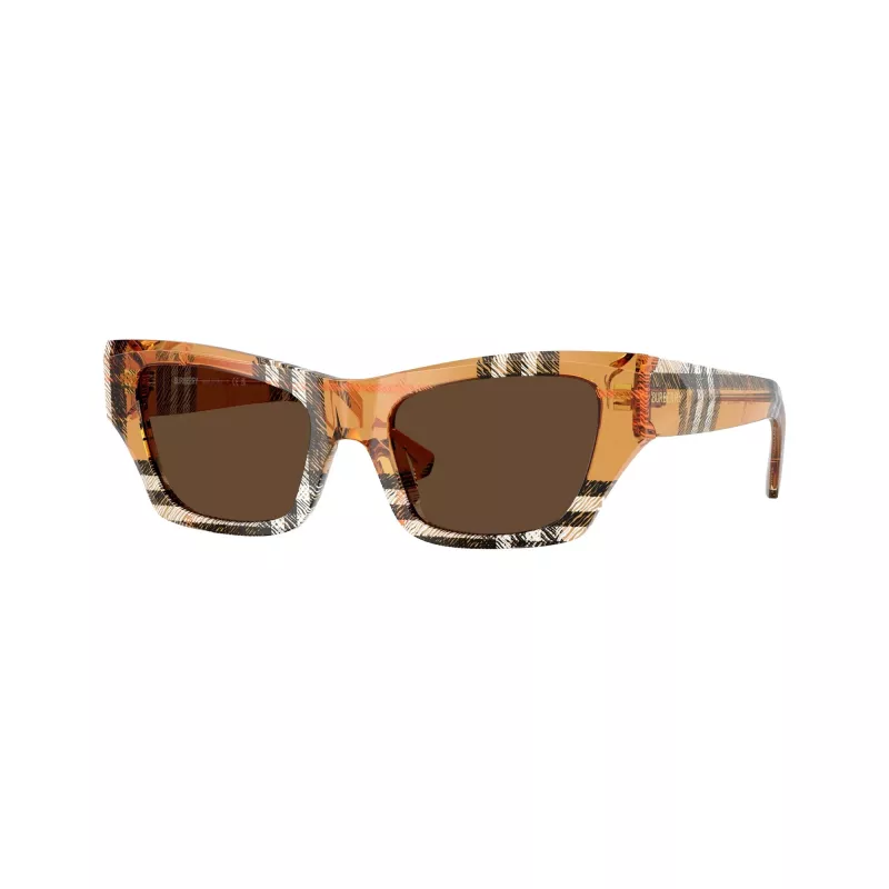 Burberry BE4441U414673 dameszonnebril, hoekig, Havana, met bruine gradientglazen 52/19/140 mm