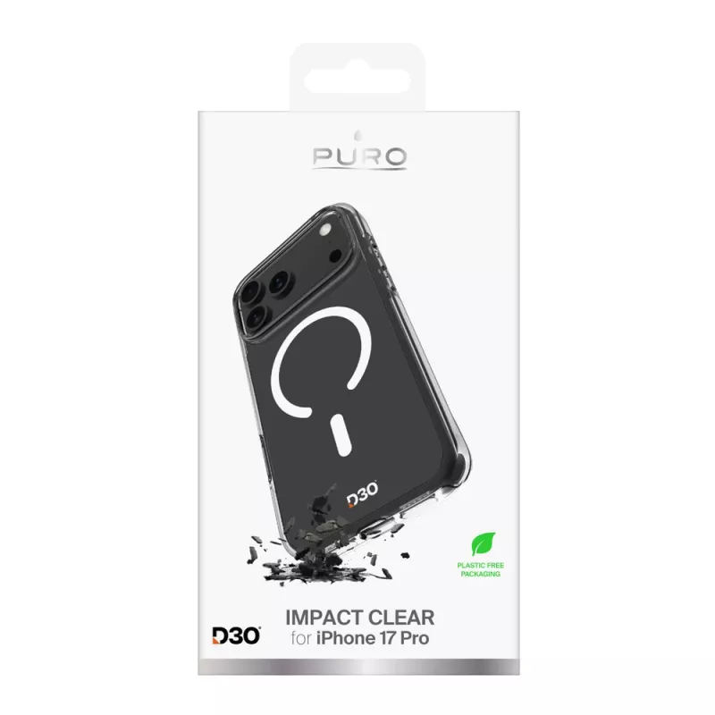 PURO Impact Clear D3O Bio hoes voor Apple iPhone 17 Pro, MagSafe-compatibel, transparant (PUIPC17P63IMPCLD3OTR)