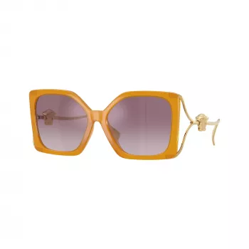 Versace VE4502U55376X dames cat-eye zonnebril, transparant roze montuur, donkergrijze glazen, 58/16/130 mm