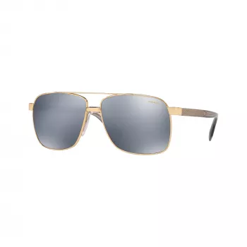Versace VE2174-1002Z3 Heren pilot zonnebril, zwart montuur, grijze gespiegelde glazen, 59/13/145 mm