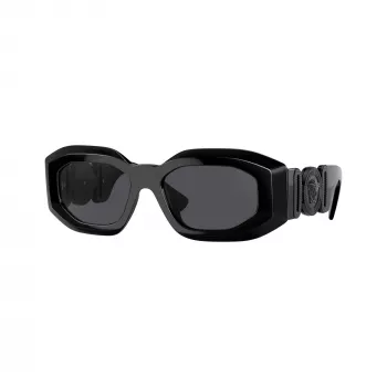 Versace VE4425U536087 Heren rechthoekige zonnebril, transparant grijs montuur, donkergrijze glazen, 54-18-145