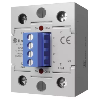 Finder serie 77 halfgeleiderrelais, 50 A, 660 V AC, 24 V DC sturing, momentaansluiting 77C290248671