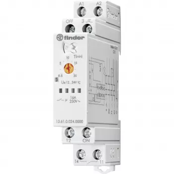 Finder 13.61.0.024.0000 impulsrelais, 1 wisselcontact, 16 A, 24 V AC/DC spoel, DIN-rail