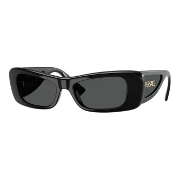 Versace dames VE4481-GB1-87 vierkante zonnebril, zwart montuur, grijze glazen, 54mm