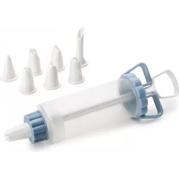 IBILI 104629 spuitzakset voor gebak, 18 cm, 6 RVS spuitmonden, wit
