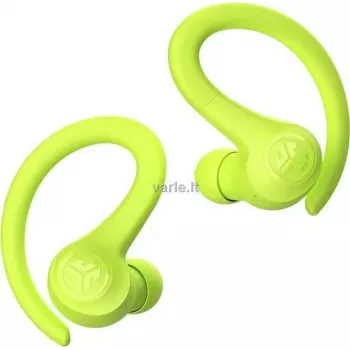 JLab GO Air Sport True Wireless oordopjes met oorhaken, Bluetooth 5.1, IP55 zweetbestendig, 32-uurs accu, geel IEUEBGAIRSPRTRYEL124