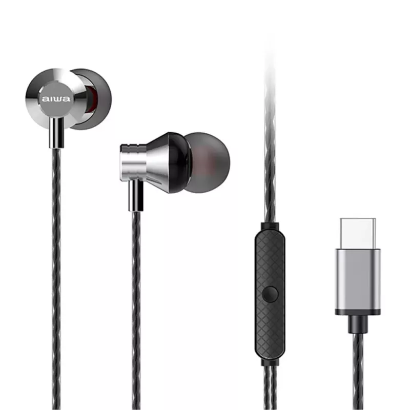 AIWA ESTM-50USB-C/SL in-ear stereo-headset met microfoon, USB-C, zilver