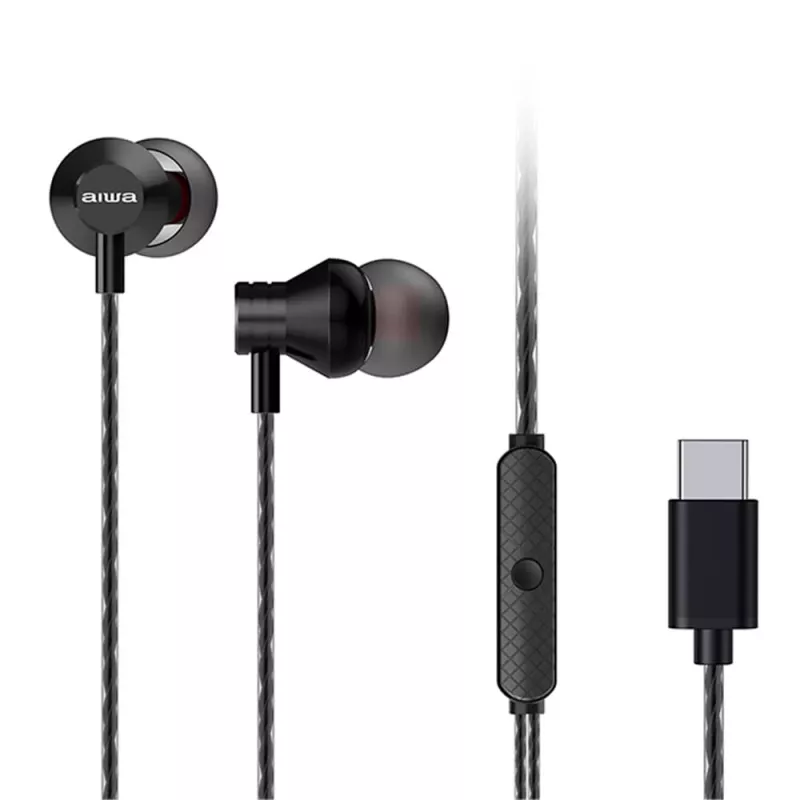 AIWA ESTM-50USB-C/BK in-ear stereo-headset met microfoon, USB-C, zwart