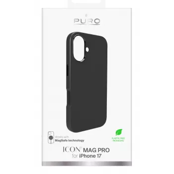 PURO Icon-hoesje voor Apple iPhone 17, MagSafe-compatibel, zwart (PUIPC1763ICONMPBLK)