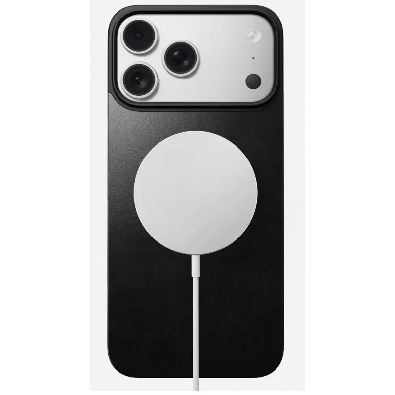 NOMAD Magnetic Leather Back voor iPhone 17 Pro Max MagSafe-compatibel, Horween-leer (zwart)