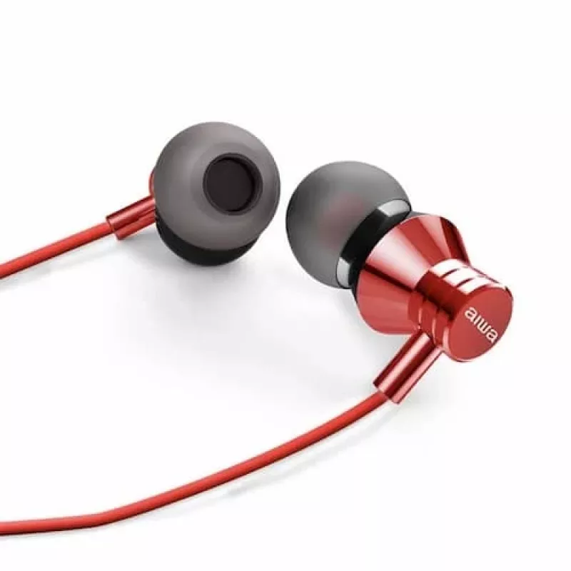 AIWA ESTM-50RD in-ear stereoheadset met microfoon, rood