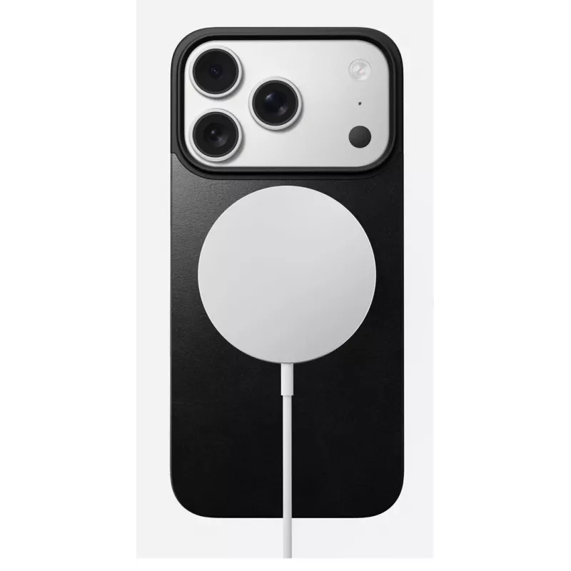 NOMAD Magnetic Leather Back voor iPhone 17 Pro – MagSafe-compatibel, Horween-leer, zwart