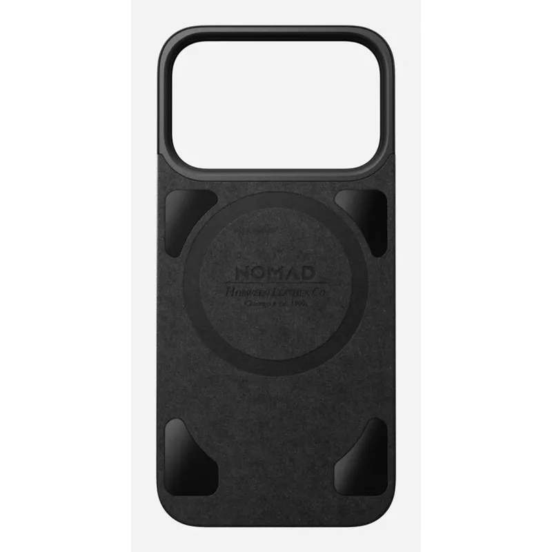 NOMAD Magnetic Leather Back voor iPhone 17 Pro – MagSafe-compatibel, Horween-leer, zwart