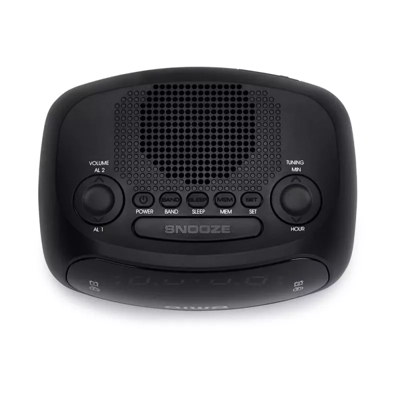 AIWA CR-09J FM-wekkerradio met dual-alarm, LED-display, zwart