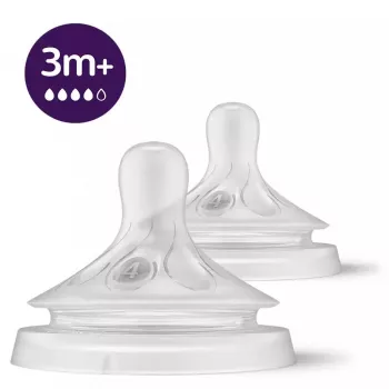 Philips Avent Natural Response babyspeen, snelle melkstroom, 3m+, 2-pack, siliconen, transparant