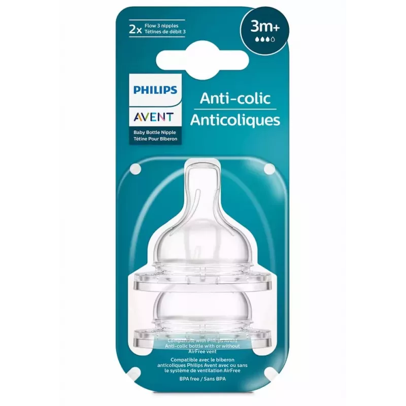 Philips Avent anti-koliek babyspeenfles met siliconen speen, middelgrote flow, 3M+, 2-pack