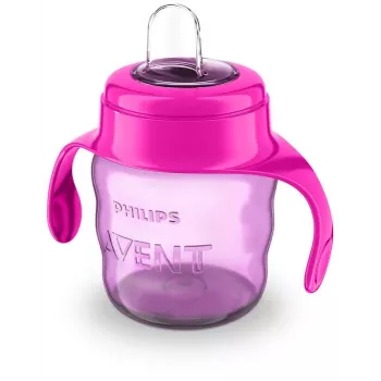 Philips AVENT Easy Sip leertuitbeker met handgrepen, 6M+, 200 ml, siliconen tuit, roze