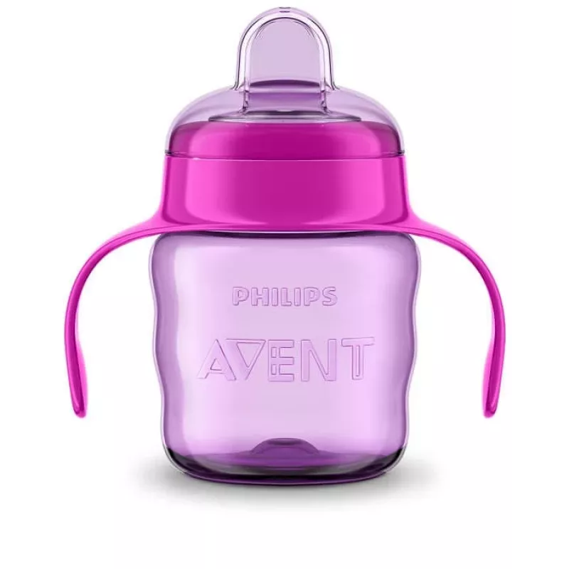 Philips AVENT Easy Sip leertuitbeker met handgrepen, 6M+, 200 ml, siliconen tuit, roze