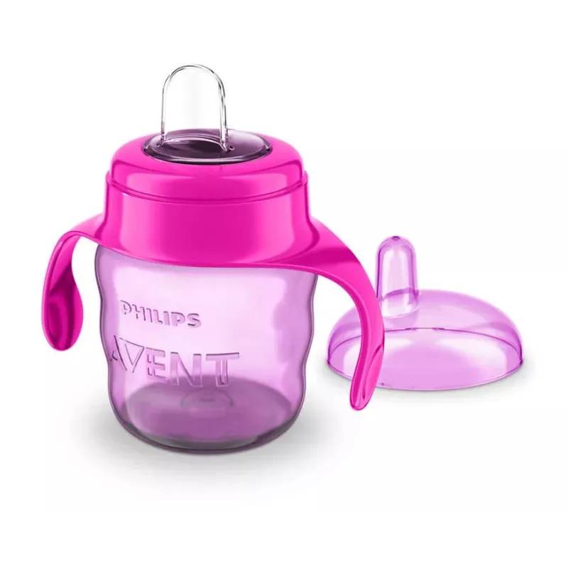 Philips AVENT Easy Sip leertuitbeker met handgrepen, 6M+, 200 ml, siliconen tuit, roze