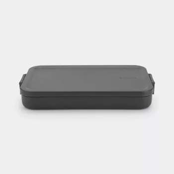Brabantia Make & Take platte lunchbox, donkergrijs, 1,2 L, BPA-vrij kunststof, lekvrij, vaatwasserbestendig