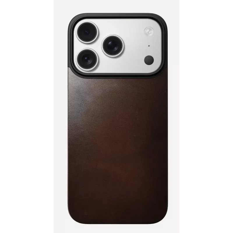 NOMAD Magnetic Leather Back voor iPhone 17 Pro MagSafe-compatibel Horween leer Rustic Brown