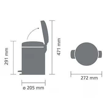 Brabantia NewIcon 5L pedaalemmer Brilliant Steel