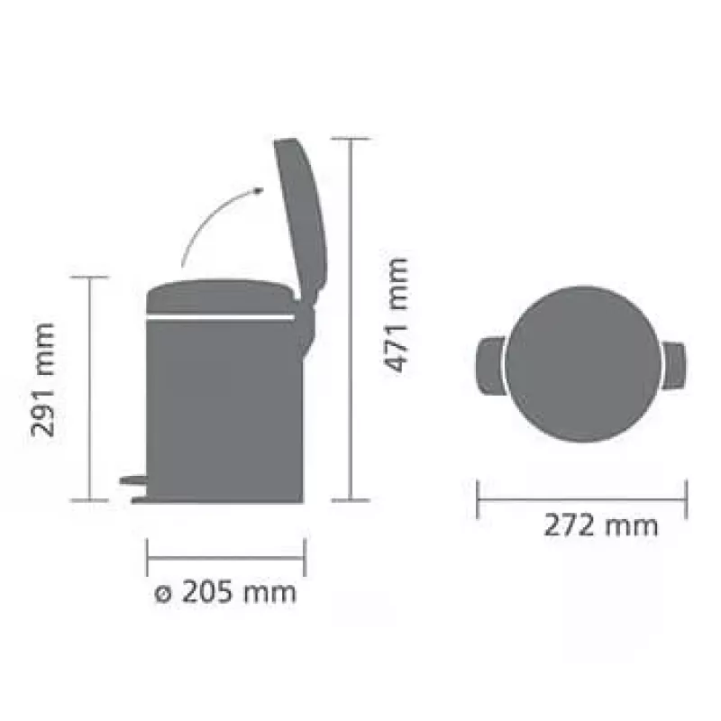 Brabantia NewIcon 5L pedaalemmer Brilliant Steel