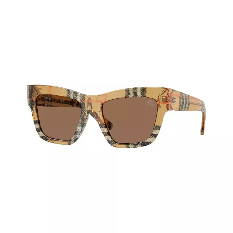 Burberry BE4449F414673 dames cat-eye zonnebril donker havana bruin verloop 53mm