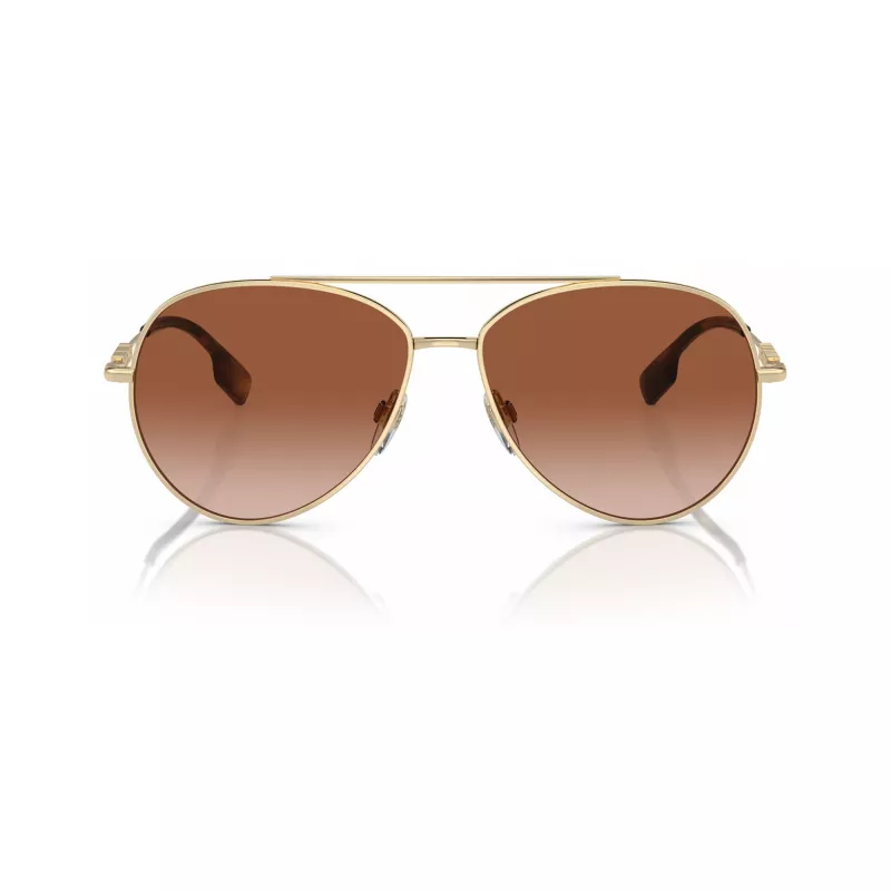 Burberry BE3147-110913 dames cat-eye zonnebril, bleekgouden montuur, bruine gradientglazen, 58mm
