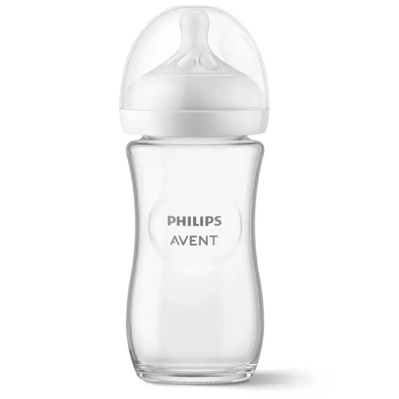 Philips AVENT Natural Response glazen babyfles 240 ml, Medium Flow speen, 1m+