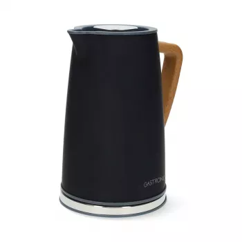 Gastronoma 18130006 elektrische waterkoker, 1,7 L, 2200 W, roestvrij staal, zwart, draadloos, 360°-basis