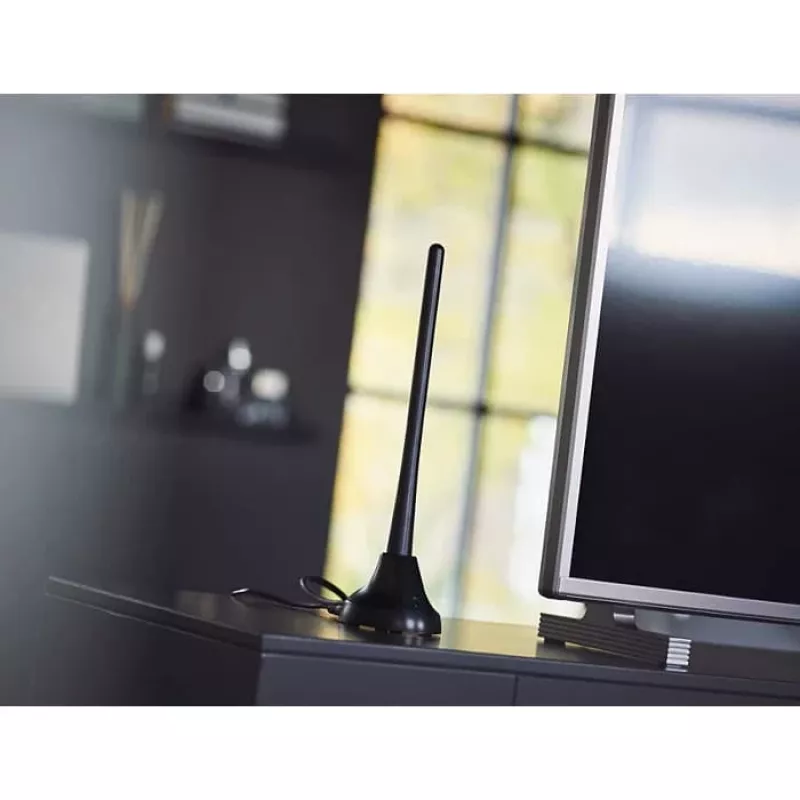 PHILIPS SDV5100/12 Binnenantenne met 18 dB versterking, UHF/VHF/FM, Zwart