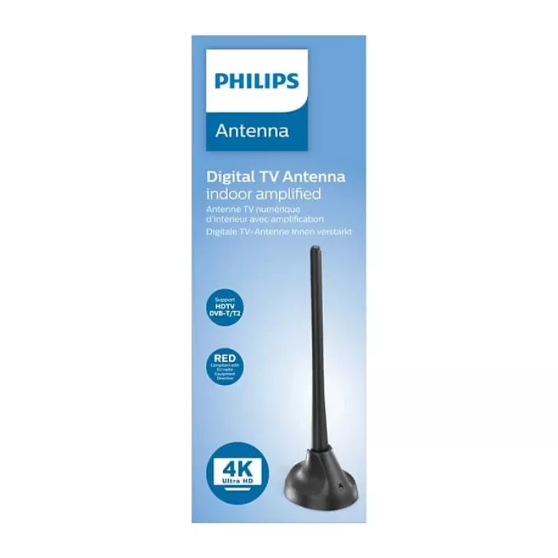 PHILIPS SDV5100/12 Binnenantenne met 18 dB versterking, UHF/VHF/FM, Zwart